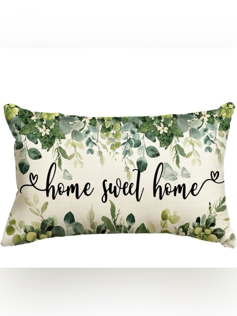 Home Sweet Home Green Botanical Decorative Pillow Covers- Unbranded